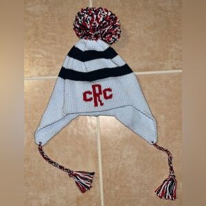 Kids Knit Hat with Pom Pom - Black and White